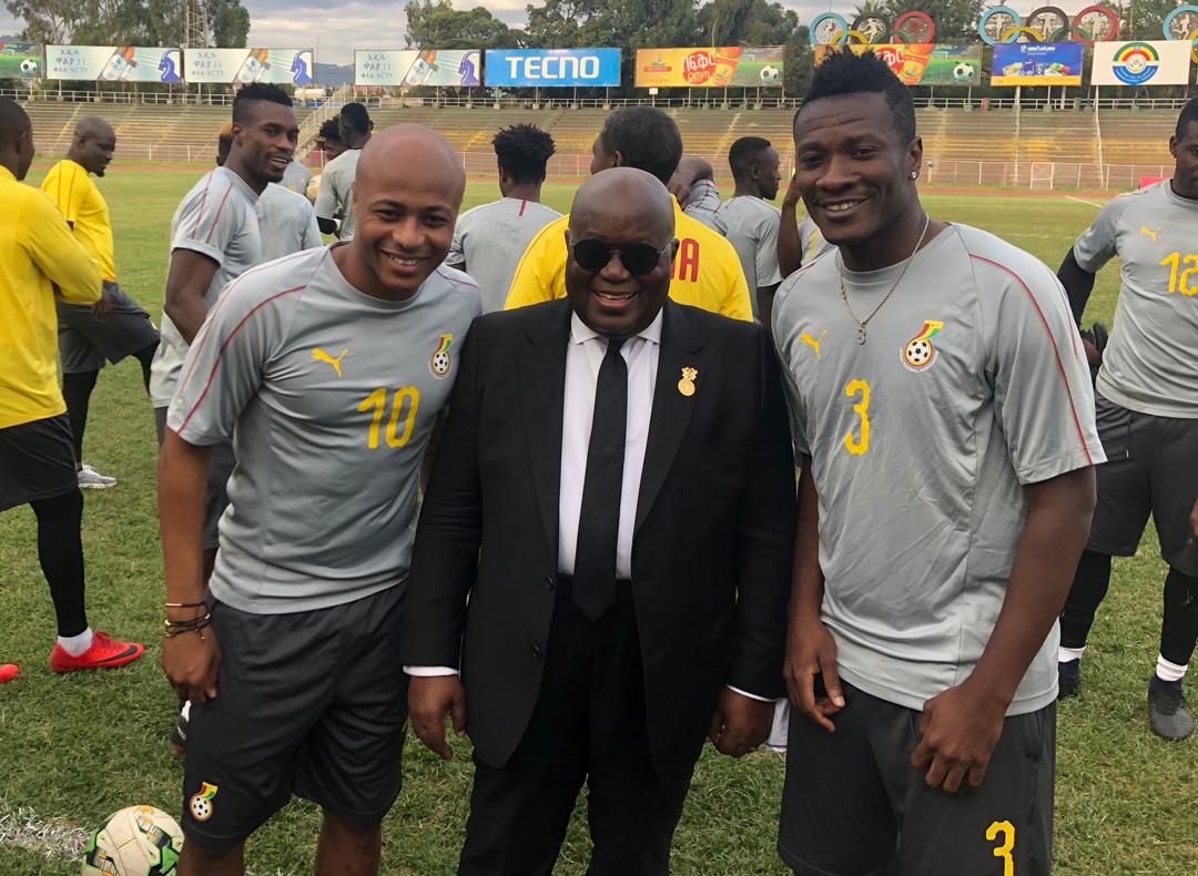 Nana Akuffo Addo paid a visit to the Black stars camp