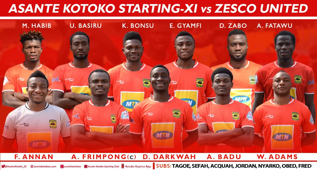 Kotoko Starting lineup against Zesco United: Dany Zabo handed debut
