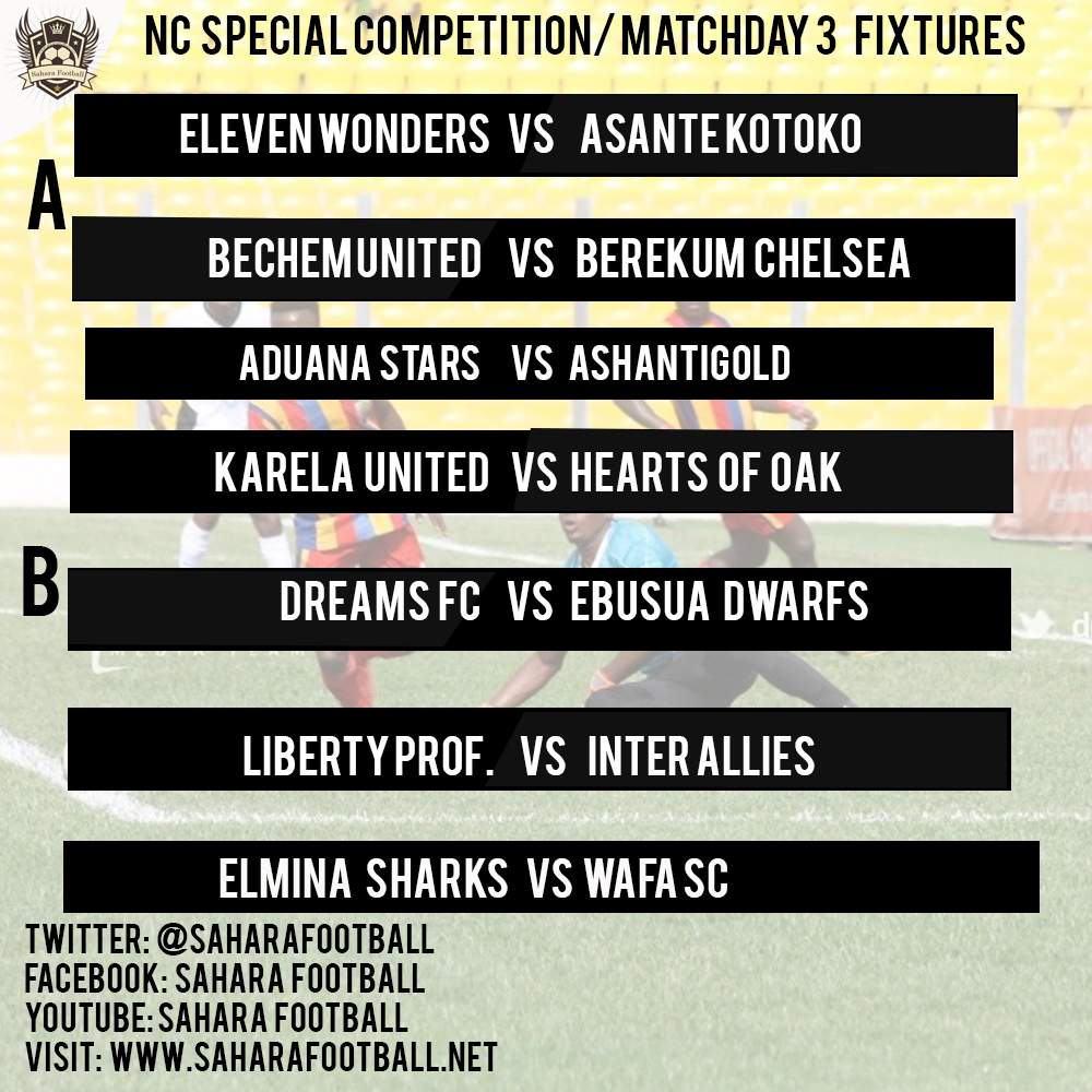 Special Competition: Weekend fixtures (Matchday 3)