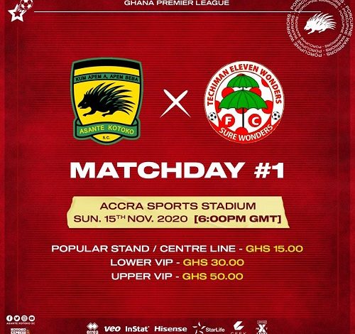 GPL Week 1 Preview: Asante Kotoko vs Eleven Wonders