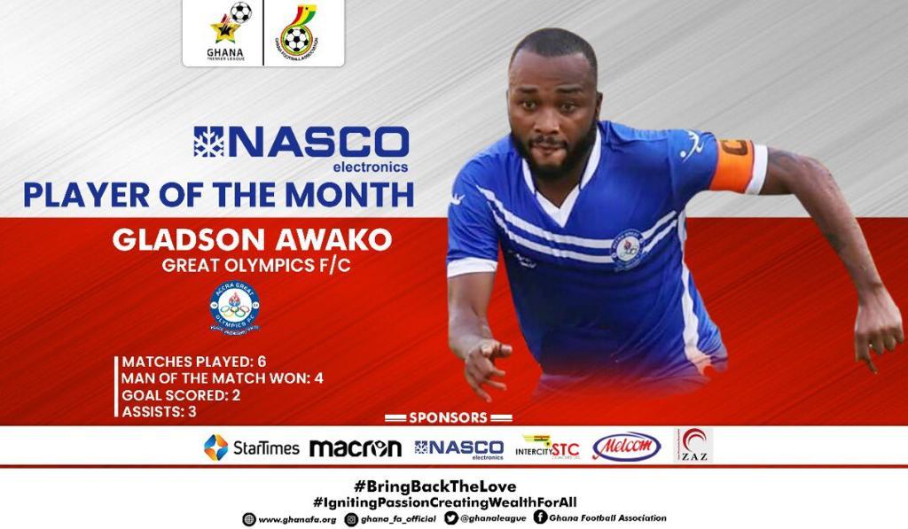 Ghana League: Gladson Awako wins NASCO Player of the month