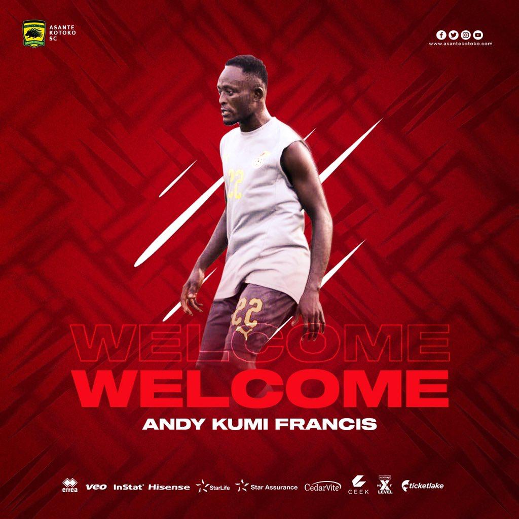 Asante Kotoko announce signing of Andy Kumi Francis