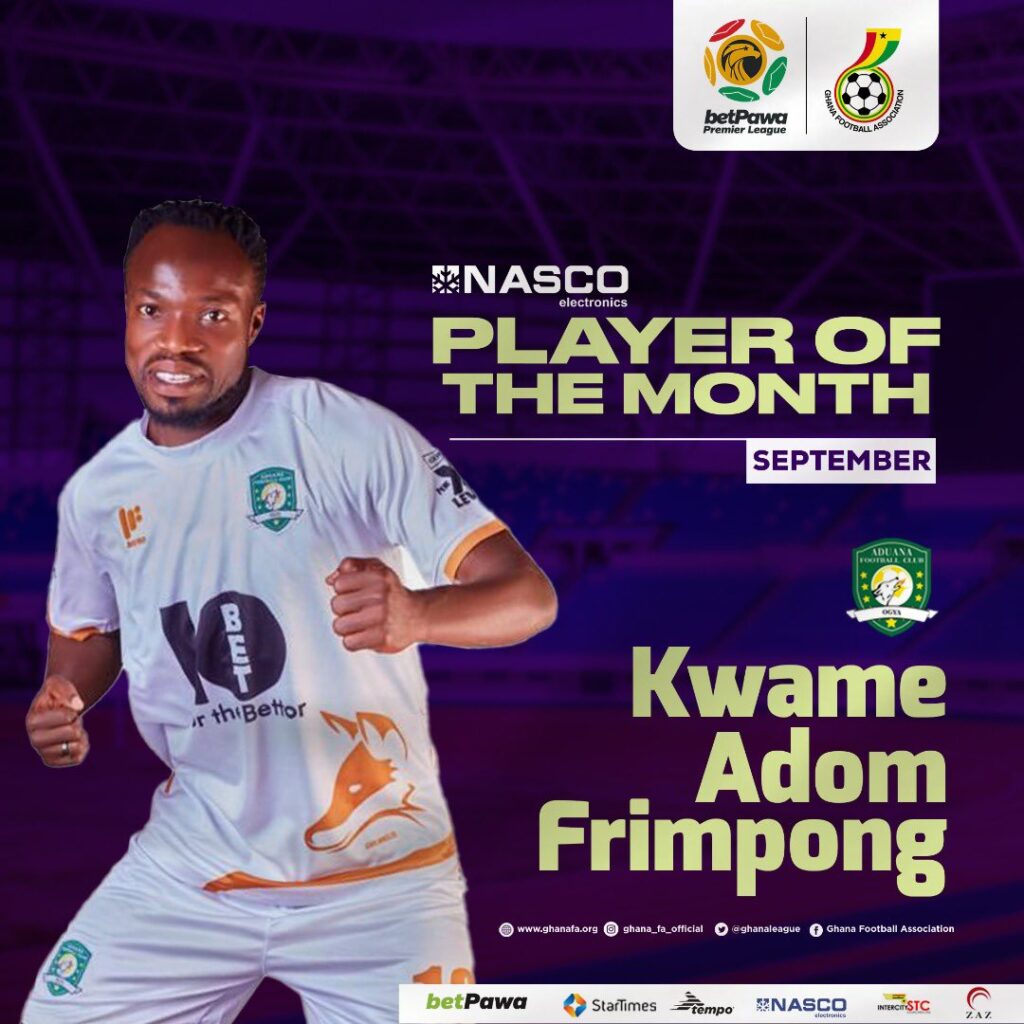Aduana Stars’ Adom Frimpong wins Player of the Month