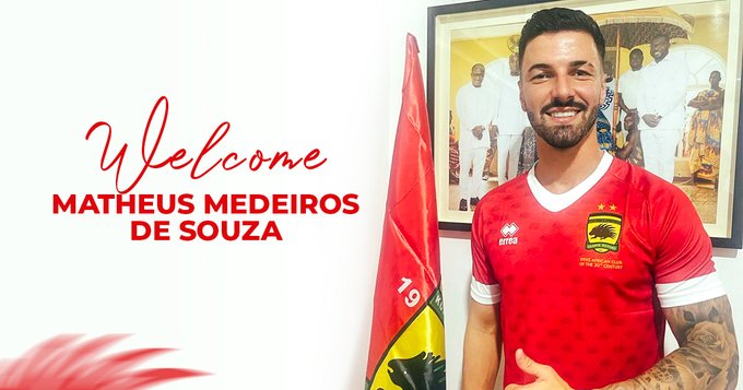 Breaking News: Asante Kotoko complete the signing of Brazilian striker Matheus Medieros De Souza