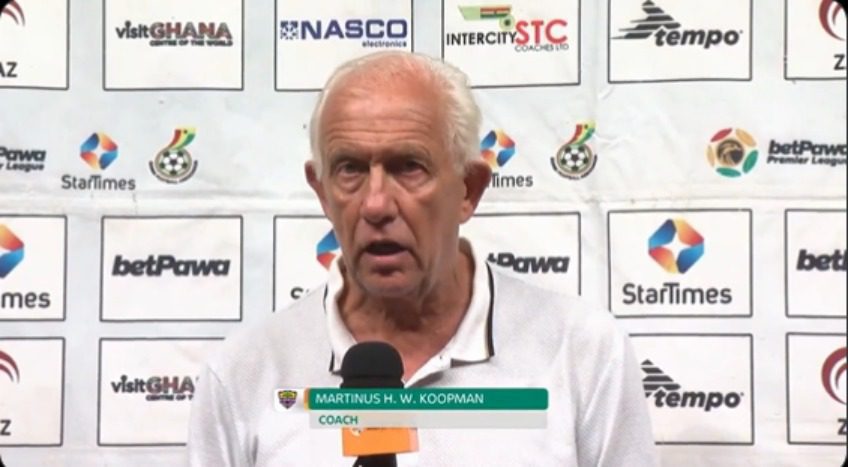 Hearts of Oak coach Koopman, says the club has no striker after being held at home by Dreams FC