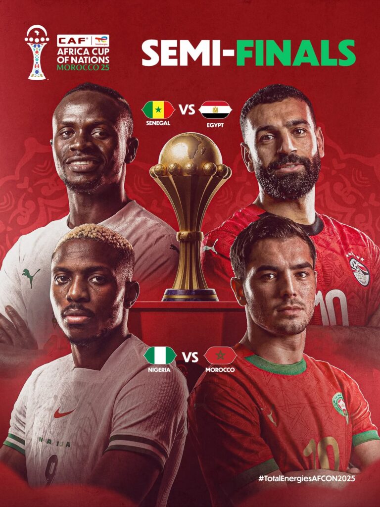 AFCON 2025 Semi-Finals Set: Senegal Face Egypt as Nigeria Clash with Morocco