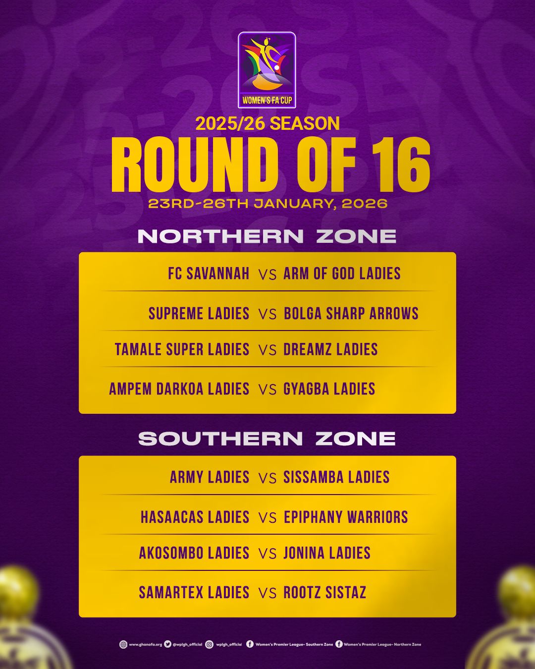 Round of 16 Fixtures Confirmed • Sahara Football