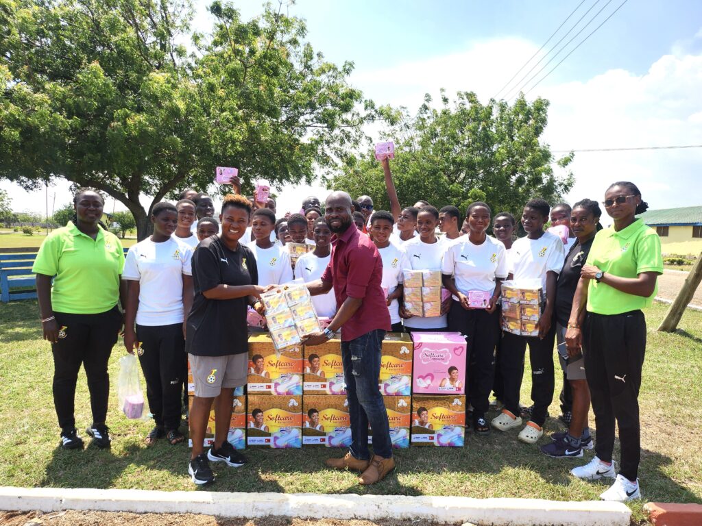 Cabfix Ladies FC donate Softcare sanitary pads to Ghana U-15 Girls National Team ahead of CAF African Schools Championship